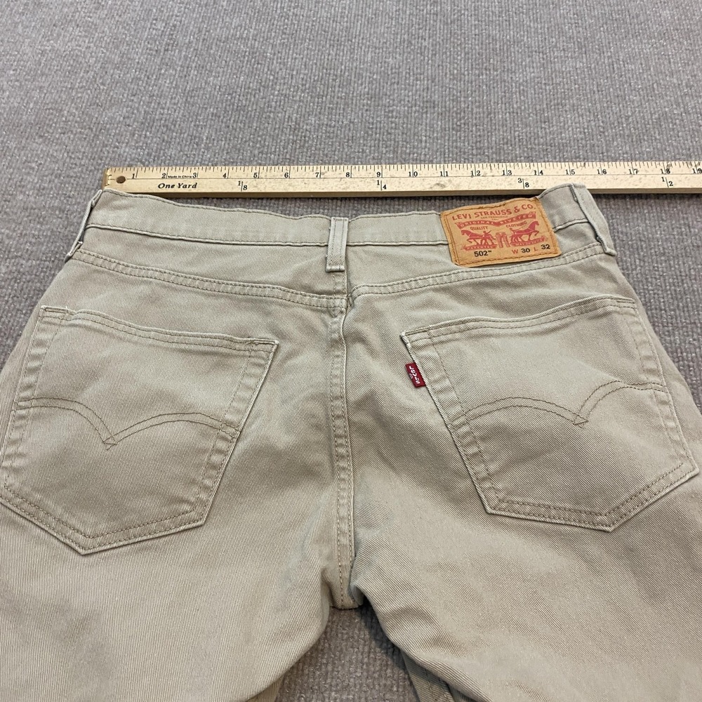 Levis 502 Jeans Mens 30x30 Beige Light Wash Regular Tapered Stretch Denim Pants - Picture 5 of 11